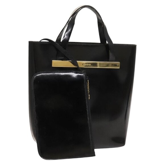 GUCCI Hand Bag Patent leather Black Gold 000 2058 0558 0 Auth 124983 - Picture 1 of 16